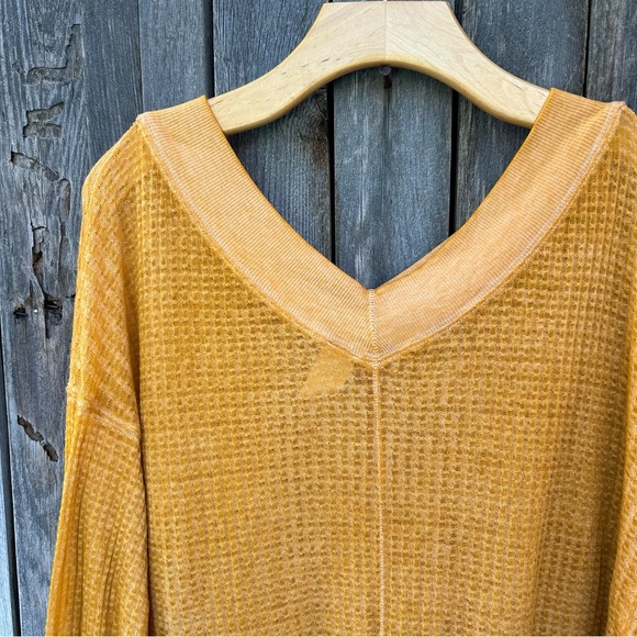 Free People We The Free South Side Thermal Top Mustard Yellow S - Picture 10 of 15